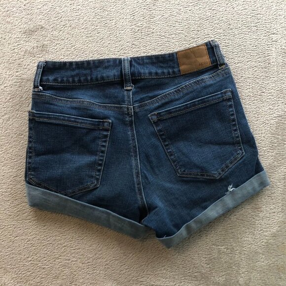Aeropostale  Womens Jean Shorts Size 0 High Rise Midi Blue Denim Cuffed Casual - Picture 11 of 11
